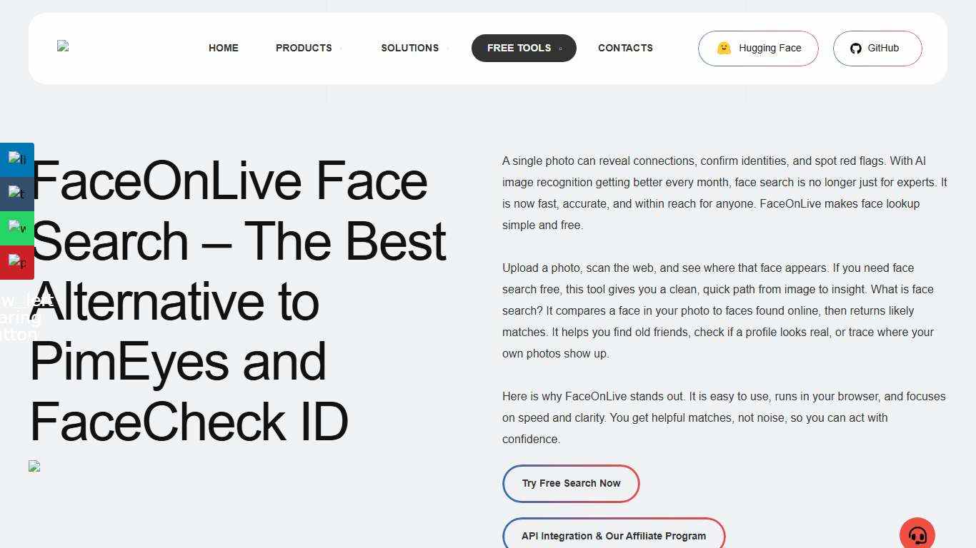 Free Face Search Online - The Best Alternative to PimEyes and FaceCheck ID - FaceOnLive : On-Premises ID Verification & Biometrics Solution Provider